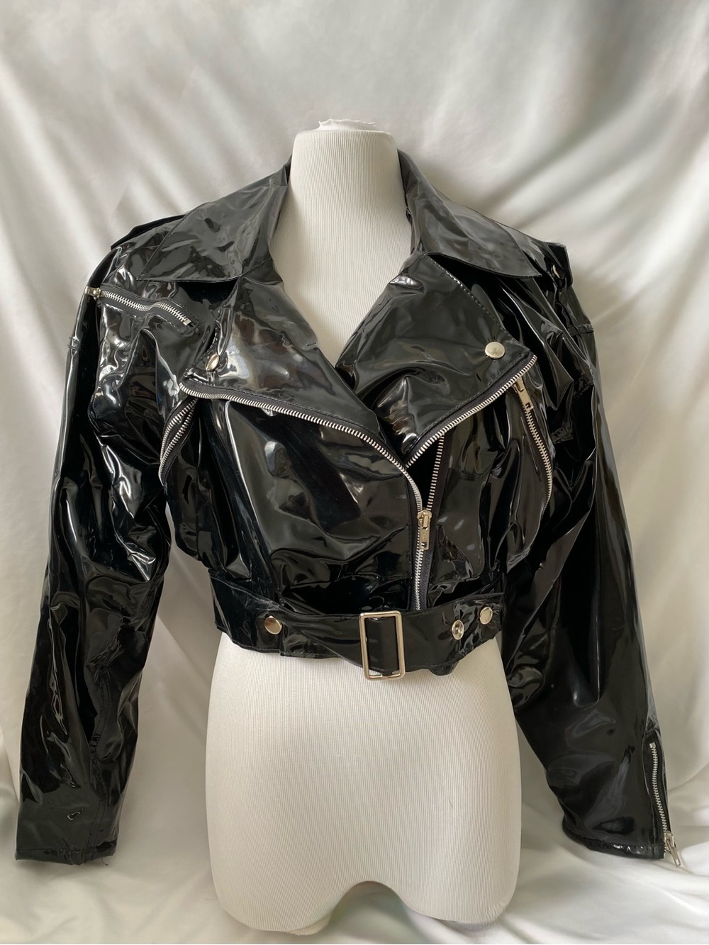 Wippette by Kenn Sporn 80's Vintage Vinyl Glam Rock Moto Jacket in Black